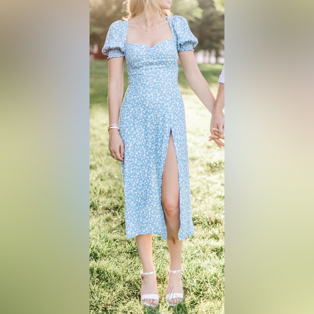 Reformation Blue and White Floral Midi Dress